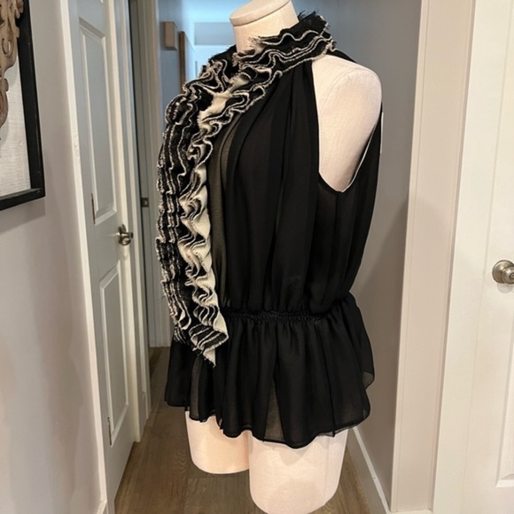 ROBERT RODRIGUEZ Neumann Marcus for Target sleeveless blouse with jabot collar - Picture 6 of 16